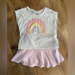 Adidas White Tee with Rainbow and Pink Tennis Skort Set-size 2T